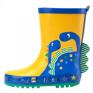 Children&#x27;s dinosaur printing waterproof walmart safety shoes manufacturers of rubber rain boots for kids wholesale