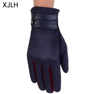 China wholesale five fingers winter warm thin fabric mens touch screen gloves