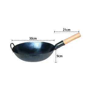 Chinese Handmade Hammered Classic Wok Pans 14 Inch Round Bottom Iron Chef Wok Pan Pre-Seasoned 36Cm Carbon Steel Wok