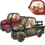 Christmas products illuminated Resin Ornament Snowman's  Truck led water glitter lantern snow globe Swirl decoration supplies