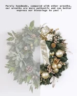 Christmas Wreath Ribbon Bow Door Decoration Artificial Wreath For Front Door