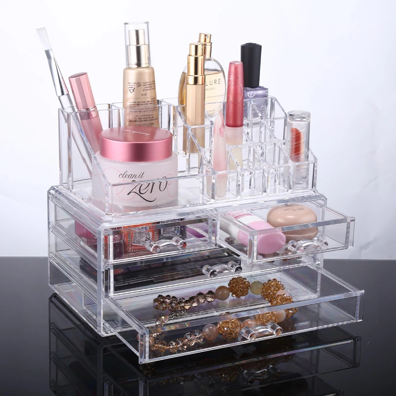 Clear acrylic makeup organizer/plastic desktop organizer/nail polish storage case