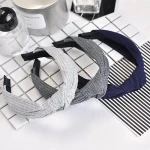 Cloth Art Knot Cross Tie Solid Fashion Hair Band Hairband Knitted rib Girls Bow Hoop Hair Accessories Velvet Twist Headband