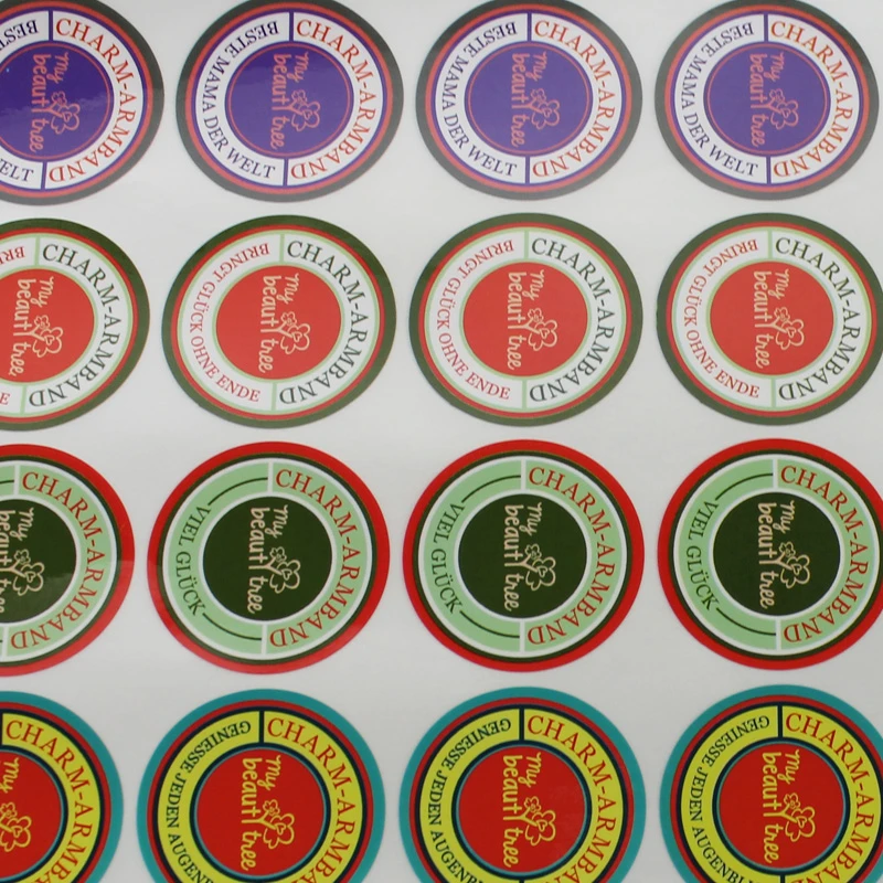 CMYK Printing Custom Brand Name Printed Permanent Adhesive Paper Sticker Sheet Round Labels