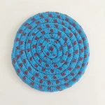 Color Matching Heat Insulation Braided Cup Mat Natural Printed Round Woven Cotton Placemats