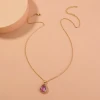 Color Simple Water Drop Crystal Necklace Pendant Gold Elegant Stone Charms Jewelry Woman