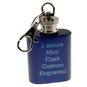 Colorful Mini Stainless Steel Hip Flask Alcohol Flagon with Keychain Portable