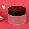 cosmetic packaging cream soap powder mini glass jar clear frosted with black metal lid
