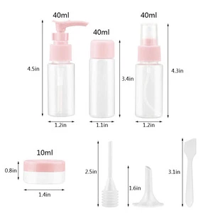 Custom Leak-Proof Squeezable &amp; Refillable Toiletry Containers Kit Plastic Travel Bottles Set Travel Kit Bottle Cosmetic with Bag