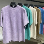 Custom Logo Acid Wash T-shirt 100% Cotton Unisex Tshirt Breathable Oversized T-shirt Vintage T Shirts