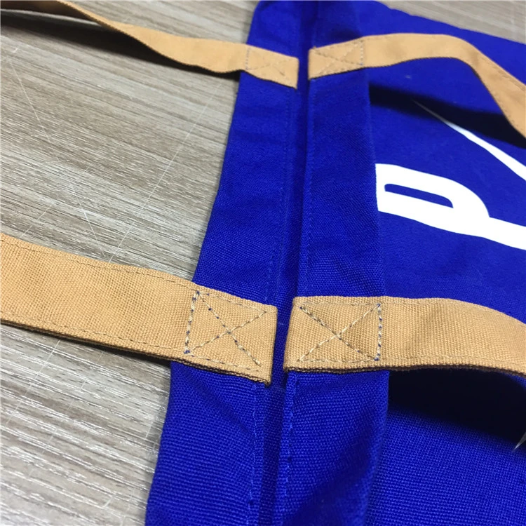 custom logo canvas tote bag / custom logo silk screen adverting reusable shopping bag /8oz blue canvas shopping bag
