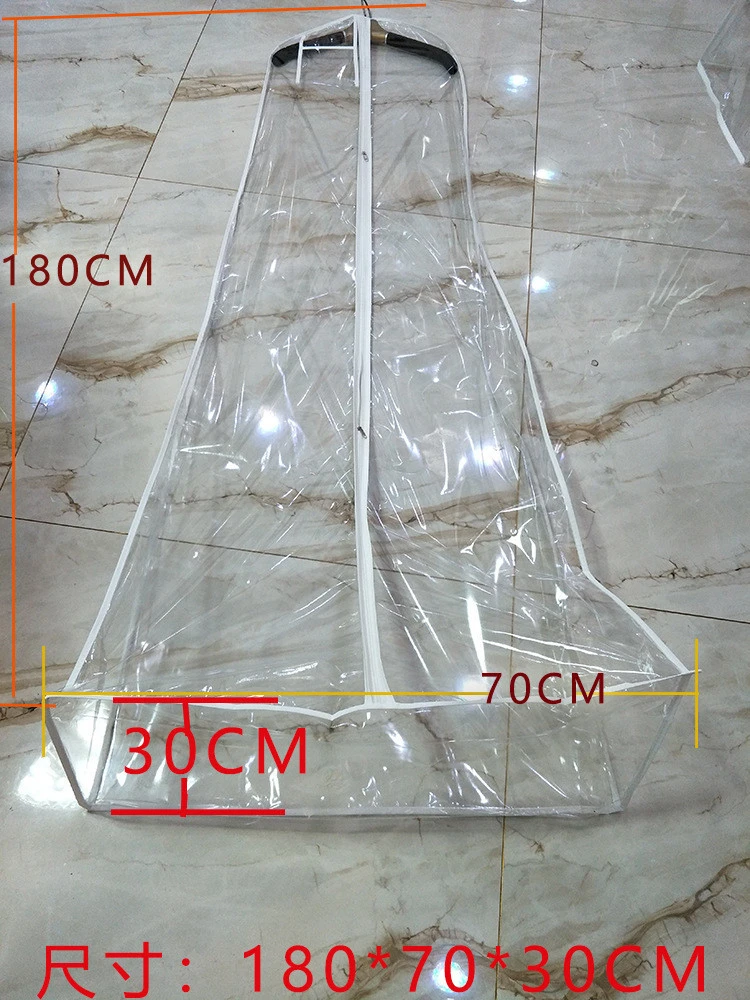 Custom Suit Garment Bag PVC Clear Wedding Dress Bags With 3 Stock Size clear gown bags