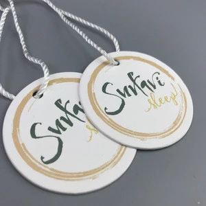 Customize luxury white cardboard paper hang tag with matt surface for garments accessories
