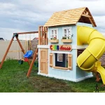 Customized Children's Outdoor playground wooden Slide playhouse