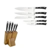 Customized Logo 6PCS Stainless Steel Kitchen Knife Set with Knife Block
