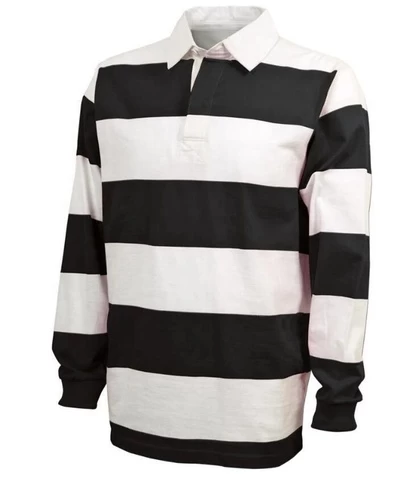 Customized mens long sleeve embroidery stripe cotton rugby jersey, Knitted rugby shirt