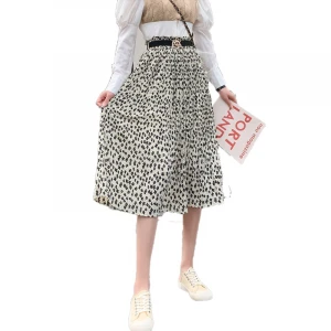 Customized womens skirt with floral high waist pleated yarn skirt and A-line Chiffon Skirt