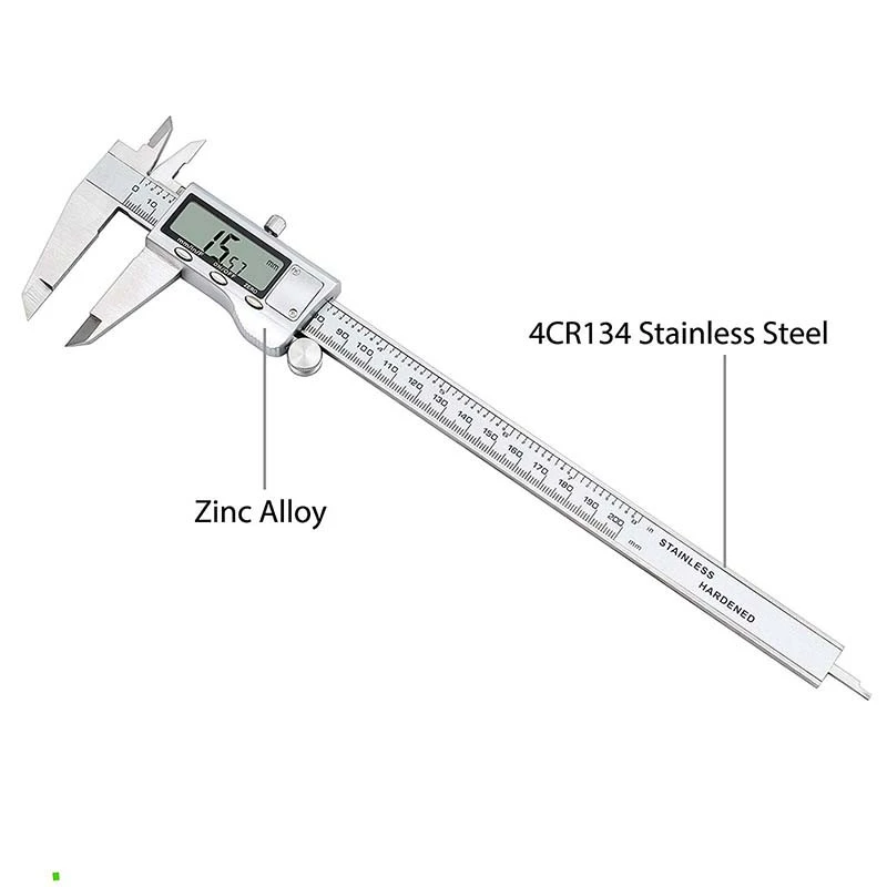 Digital Vernier Caliper 200mm/8 inch Stainless Steel Electronic Caliper Fractions/inch/Metric Conversion Measuring Tool