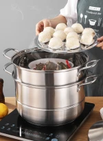 Double Bottom Three-layer Steamer 2021 custom Household Cooking Stainless Steel Steam Food 201 stainless Steel