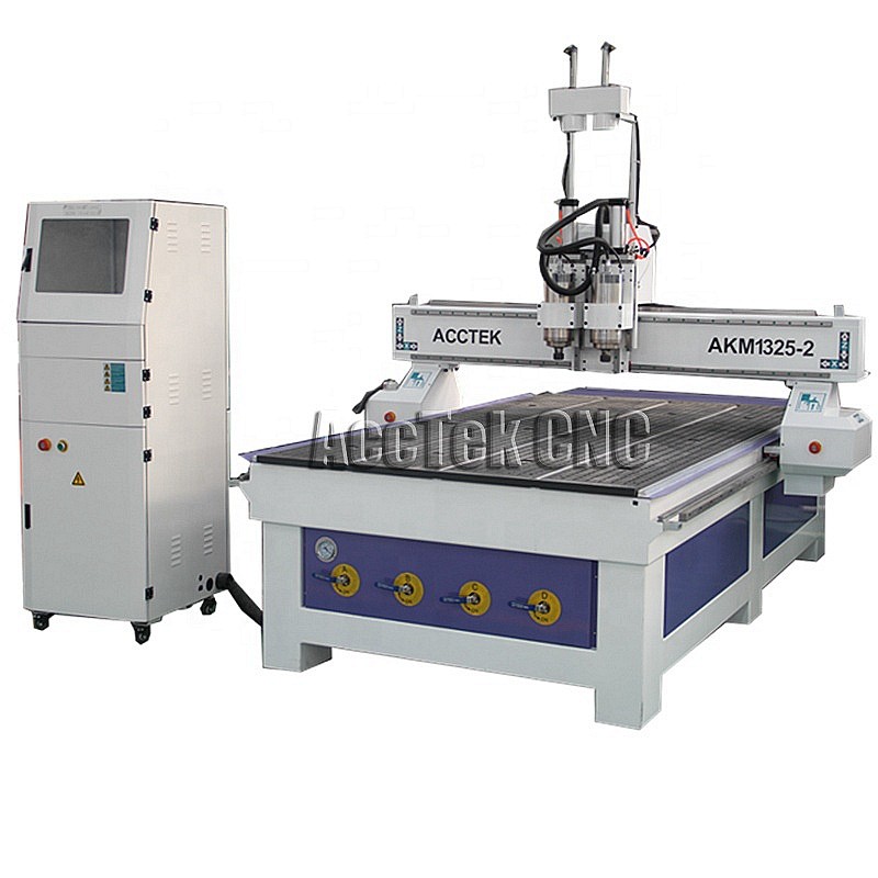 Double working table pneumatic heads wood router
