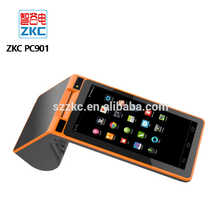 Dual screen android pos system with built in thermal printer barcode scanner RFID smart card reader ZKC PC900