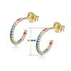Dylam no MOQ wholesale price 925 Sterling Silver Gold Plated Women Colourful Hoop Coloured Zircon Earrings