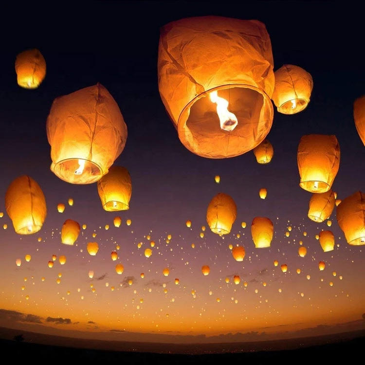 Eco Friendly 100% Biodegradable Flying Paper Chinese Sky Lanterns To Release in sky lanterns