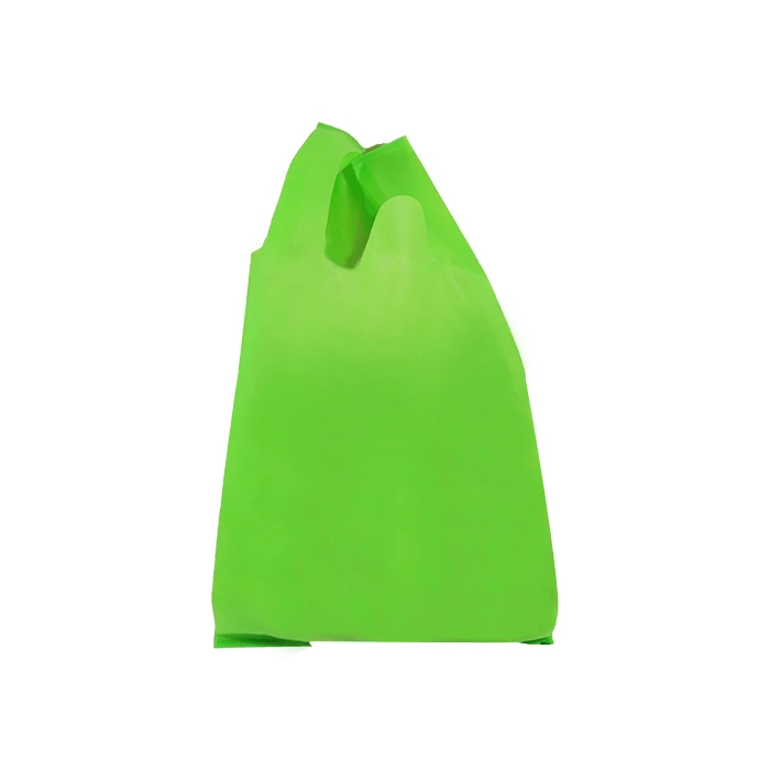 Eco-Friendly reusable w cut nonwoven vest bag non woven t shirt bag with free sample
