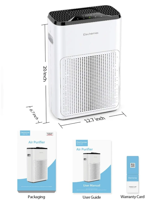 Elechomes Pro Series Air Purifier True HEPA Filter Air Purifiers for Bedroom  with WiFi APP Control