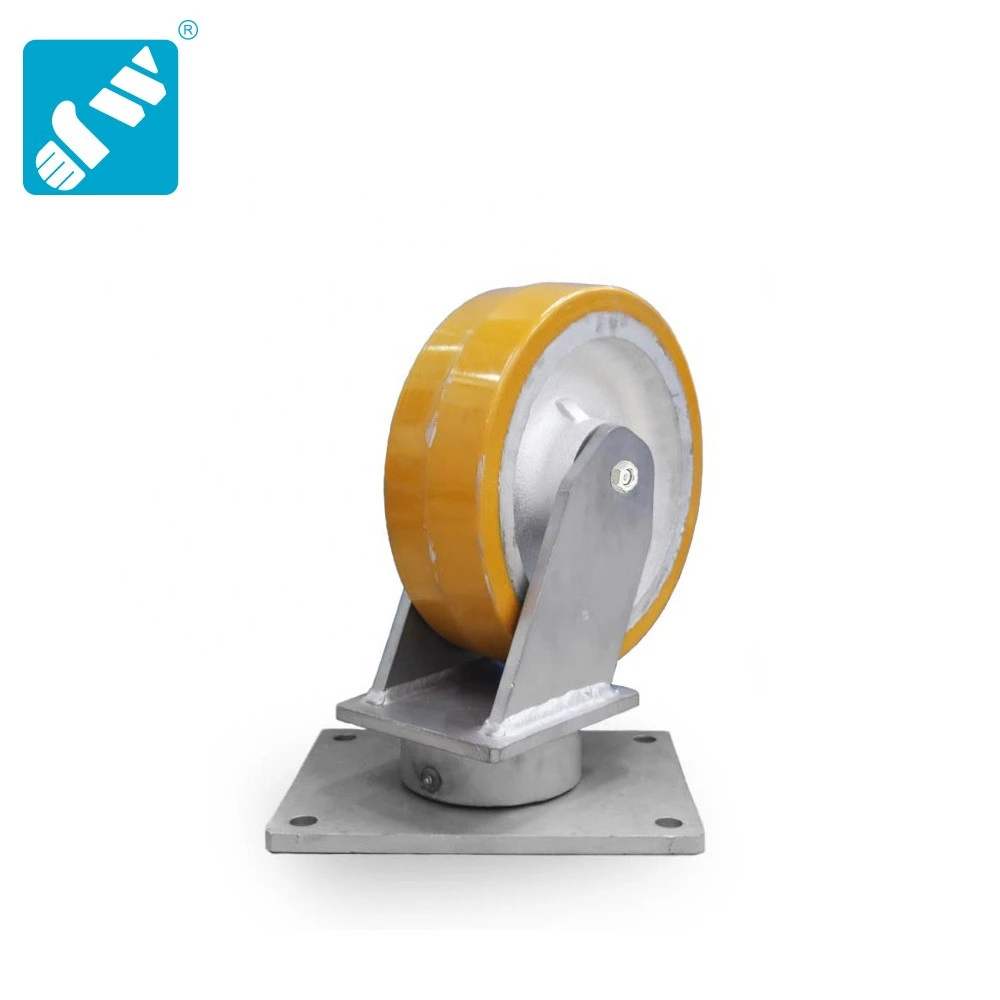 Equipment Parts Top Plate Swivel Yellow PU Industrial Caster And Wheel