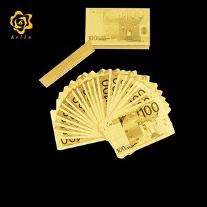 Euro currency designed gold foil playing cards with gold guarantee certificate