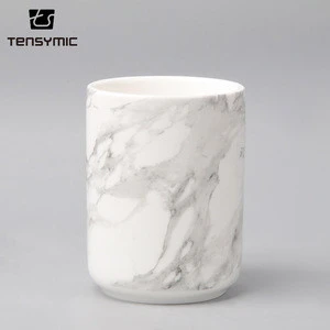 European style 10OZ white natural stone coffee cups tea marble ceramic mug