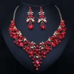 Exaggerated Crystal Pearl Jewel Necklace Earring Set Bride Banquet Female Accessories