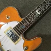 F hole TL-Electric Guitar with Bar Chrome Parts Fast Ship Orange semihollow TL with F hole Guitar