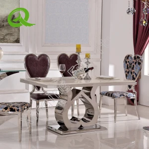 Factory Direct Sale Famous Luxury Stainless Steel Cheap Marble Dinning Table Metal Dining Table Base Dining Table