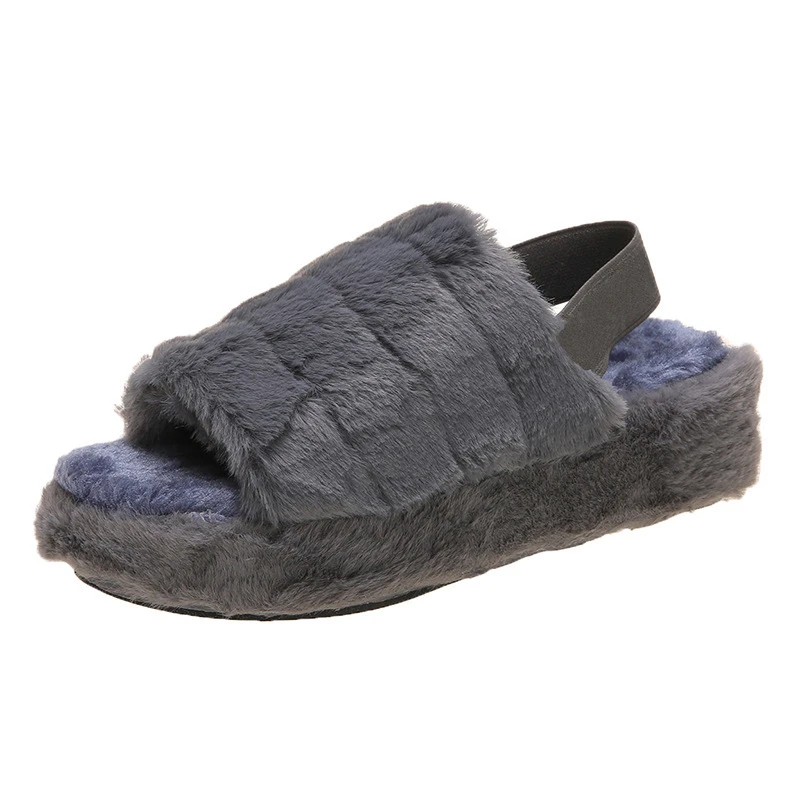 Factory wholesale furry color fluffy slides sandals woman sandals for women slipper