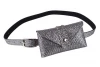 Fashion glitter pu Leather Waist Packs Women Waist  Belt Bag Female Bling evening Bag