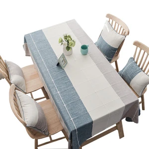 Fashion plaid stitching color tablecloth fabric cotton and linen simple home dining tablecloth coffee table cloth