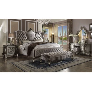Fashionation Room King Size Wooden bed in Sliver Color For Bedroom Set
