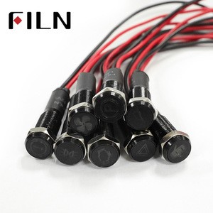 FILN 8mm black housing red yellow white blue green 12v led indicator light signal lamp with 20cm cable