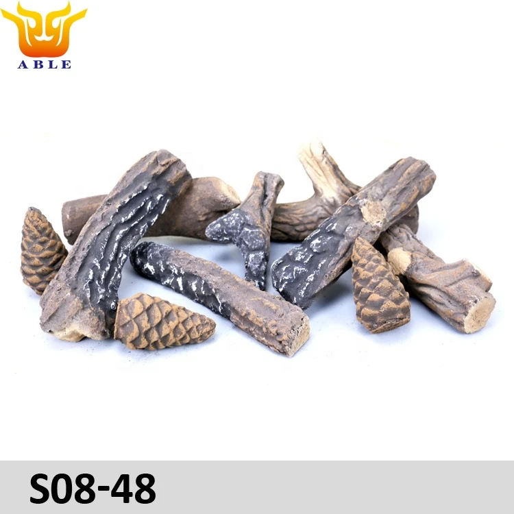 Fire Replacement Wood Ceramic Logs Decoration For Gas And Bioethanol Fireplaces