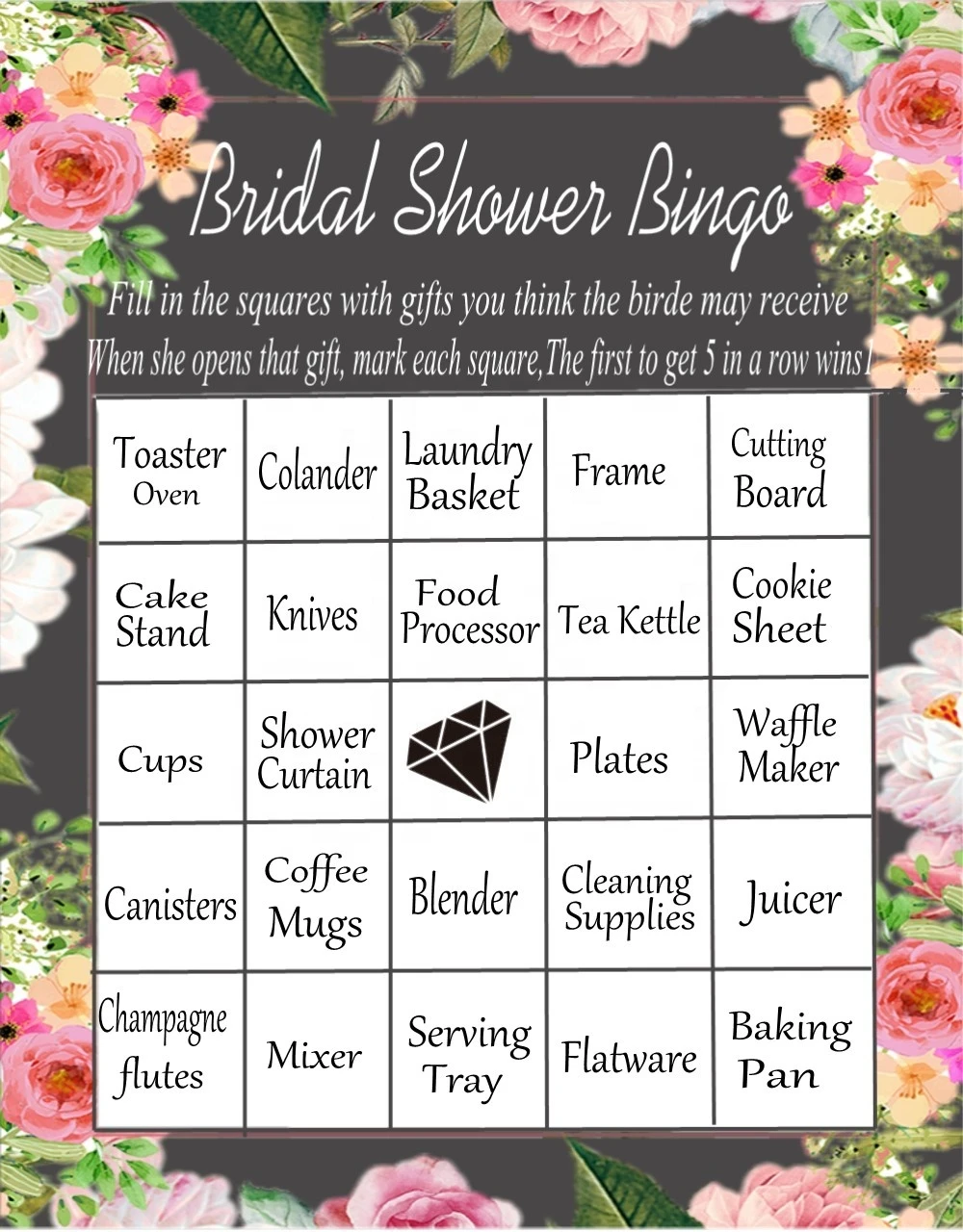 Floral Bridal Shower Games Bingo 50 Sheet Rustic Wedding Game Cards Bingo Game Cards For Bridal