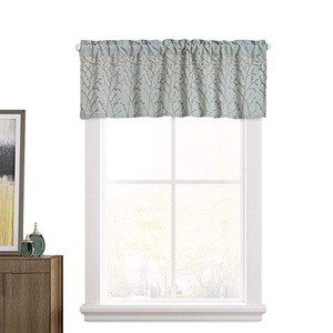 Floral Curtains Valance, Rod Pocket Valance for Windows, White and Yellow Floral in Light Blue