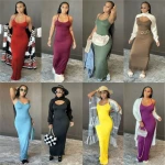 fondpink good quality spaghetti strap stretchy vestidos mujer long maxi dresses  2021 casual dress