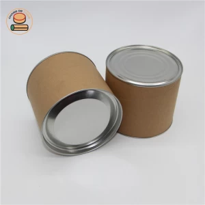 food tube packaging coffee packaging kraft recycled round paper box with tin lid