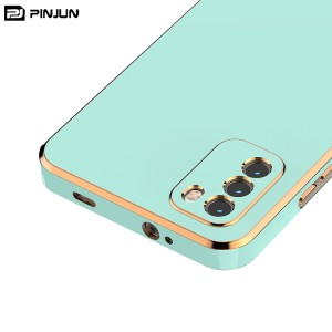 for Xiaomi Poco M3 6D Straight Golden Side Electroplating Frame Fashionable Soft TPU Mobile Phone Cases