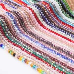 Free Shipping 2/3/4/6/8mm Crystal Beads Faceted Glass Rondelle Loose Beads for DIY Earring Bracelet Necklace Jewelry Making