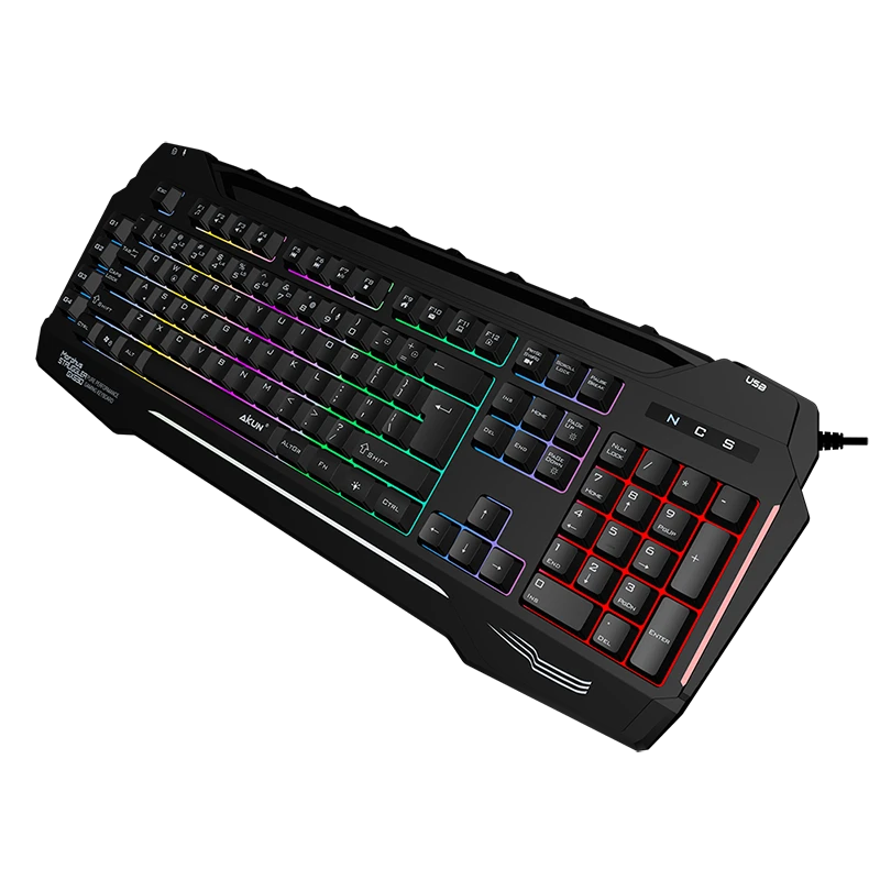Gaming Keyboard Gaming-Tasta Rubber Dome Backlit Keytop Structure, RGB Macro Function MIC Music Equaliser LED Gaming keyboard