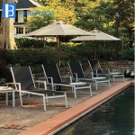Garden furniture beach chaise lounge black fabric sun lounger