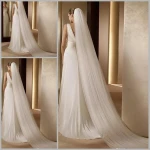 GENYA Beautiful Long Pearl Veil Two Layer 3M Bridal Veil Cathedral Ivory Wedding Veil